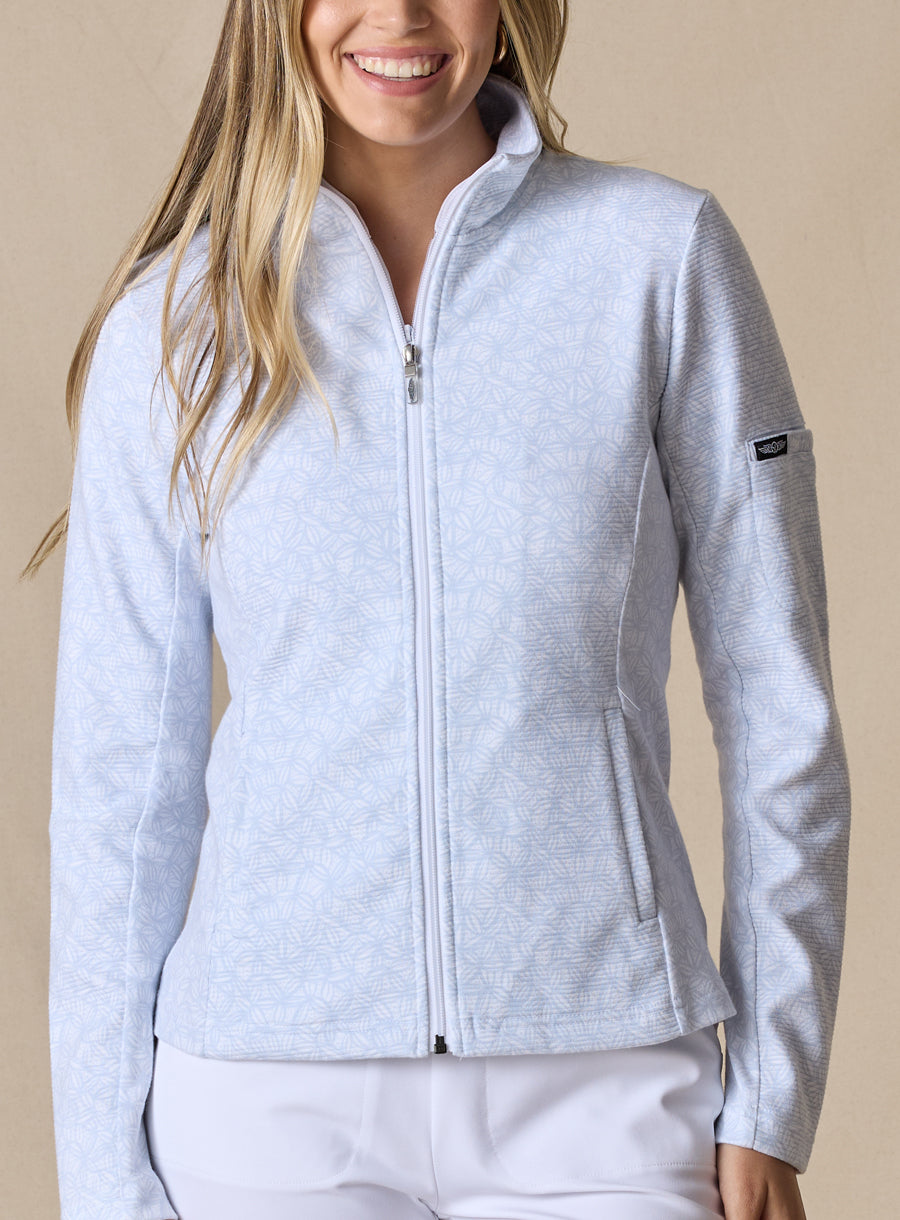 Swing Jacket - Leaves-Powder Blue
