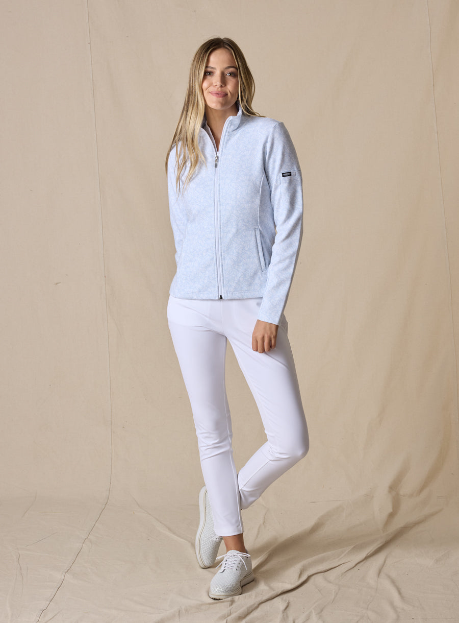 Swing Jacket - Leaves-Powder Blue
