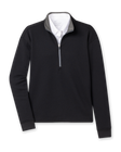 Opal Half Zip in Black with textured waffle-knit fabric and quarter-zip collar