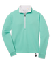 Opal Half Zip in Cascade green with textured waffle knit, front view