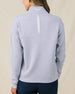 Back view of the Straight Down Opal Half Zip in Cosmic Blue showcasing the textured waffle knit fabric, vented back opening, and embroidered logo at the collar