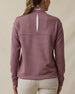 Back view of the Straight Down Opal Half Zip in Oxblood Red showcasing the textured waffle knit fabric, vented back opening, and embroidered logo at the collar