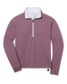Straight Down Opal Half Zip in Oxblood Red featuring textured waffle knit fabric, a contrast half-zip mock neck, adjustable drawcord hem, and long sleeves