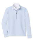 Opal Half Zip in Powder blue with textured waffle-knit fabric and quarter-zip collar