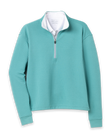 Opal Half Zip in Sea Green with textured waffle-knit fabric and quarter-zip collar