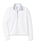 Opal Half Zip in White with textured waffle-knit fabric and quarter-zip collar