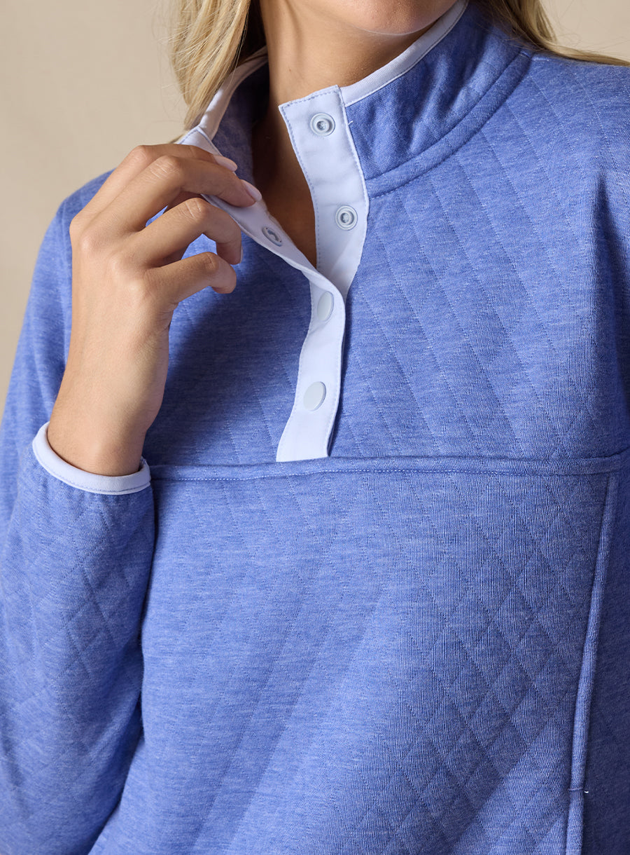 Presley Quarter Snap Pullover - Blueberry
