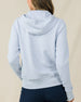 Eliza Hoodie in Lake with textured waffle knit, back view