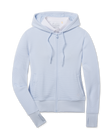 Eliza Hoodie in Lake with textured waffle knit, front view