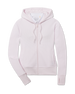 Straight Down Eliza Hoodie in Pale Pink featuring a full-zip front, waffle knit texture, attached hood, front pockets, and thumbhole cuffs