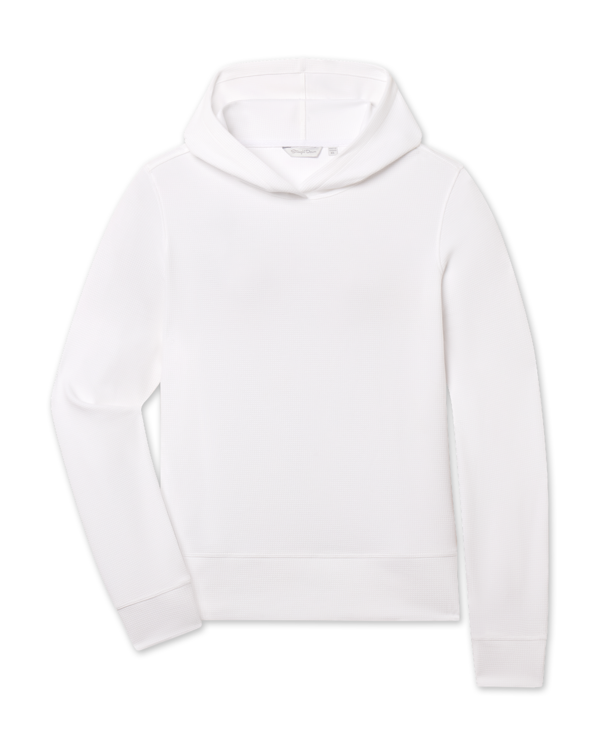 Daria Hoodie in White with textured waffle knit fabric, front view