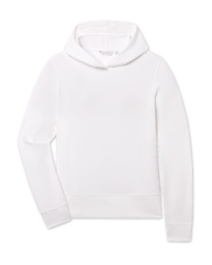 Daria Hoodie in White with textured waffle knit fabric, front view