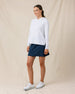 Daria Hoodie in White with textured waffle knit fabric, full outfit view
