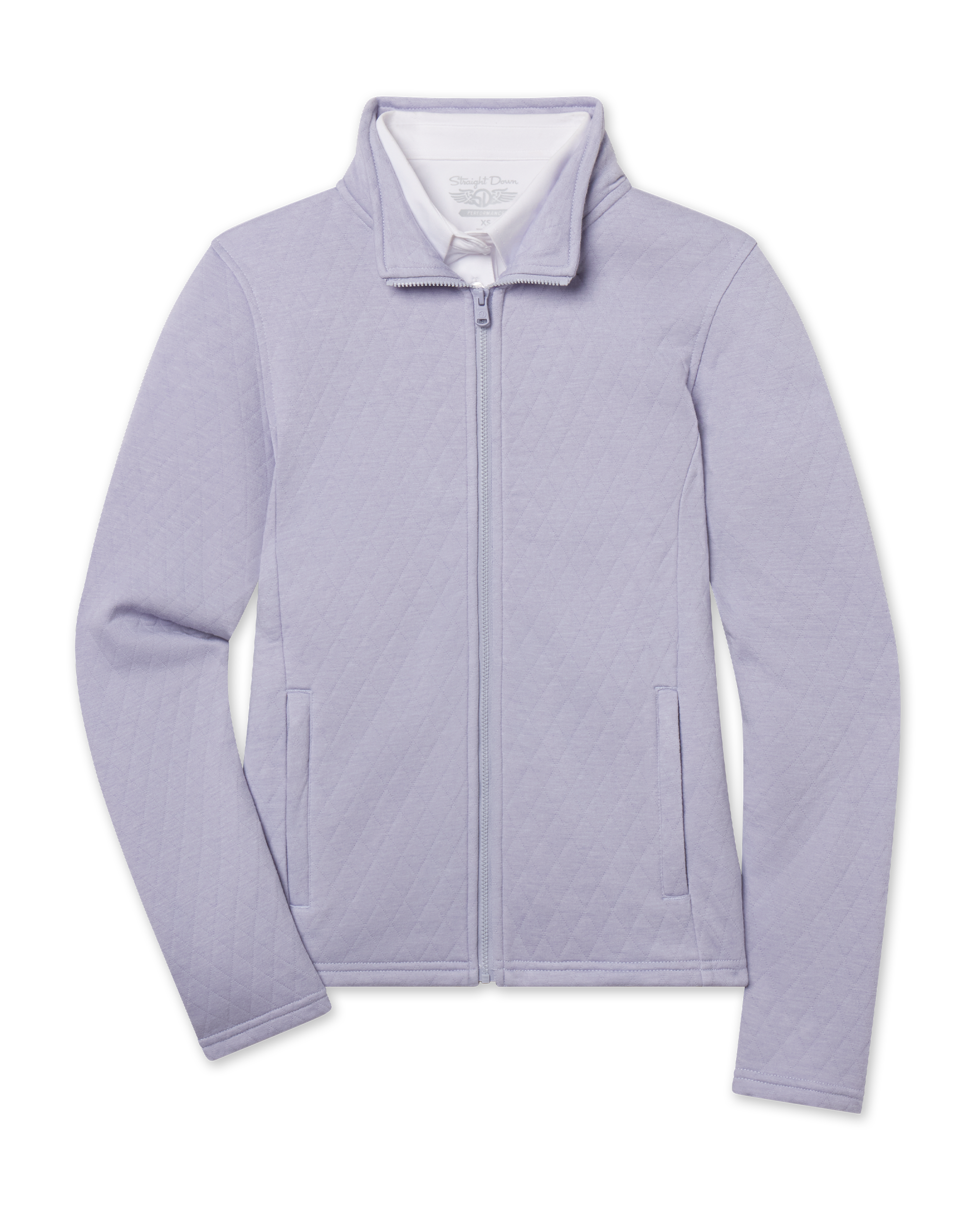 Women's Marlow Jacket in Cosmic Blue featuring quilted fabric, a full-zip front, and zippered hand pockets