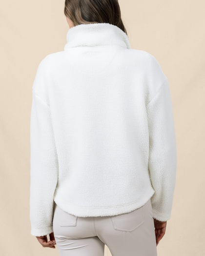 Back view of the Kemble Fleece Jacket in Coconut showcasing the relaxed silhouette and plush high-pile fleece