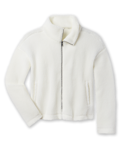 Kemble Fleece Jacket in Coconut featuring plush high-pile fleece, full-zip front, and side pockets