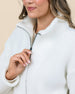 Close-up of the Kemble Fleece Jacket in Coconut highlighting the full-zip closure and soft high-pile fleece texture