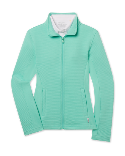 New Swing Jacket in Cascade green with textured ottoman knit fabric, front view