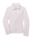 Straight Down New Swing Jacket in Pale Pink featuring a full-zip front, ribbed texture, and side pockets