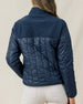 Back view of the Straight Down Taylor Jacket in New Indigo with fleece yoke and quilted back panel