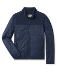 Straight Down Taylor Jacket in New Indigo featuring lightweight quilted insulation and fleece upper panel