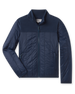 Straight Down Taylor Jacket in New Indigo featuring lightweight quilted insulation and fleece upper panel