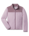 Taylor Jacket in Pink Dawn featuring lightweight quilted insulation, soft fleece yoke, full-zip front, and zip pockets