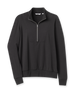 Penny Half Zip in Black, flat lay view featuring a black quarter-zip pullover with a mock neck collar, silver zipper, and ribbed cuffs and hem