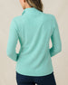 Back view of the Hills Quarter Zip in Cascade featuring textured waffle-knit fabric and long sleeves
