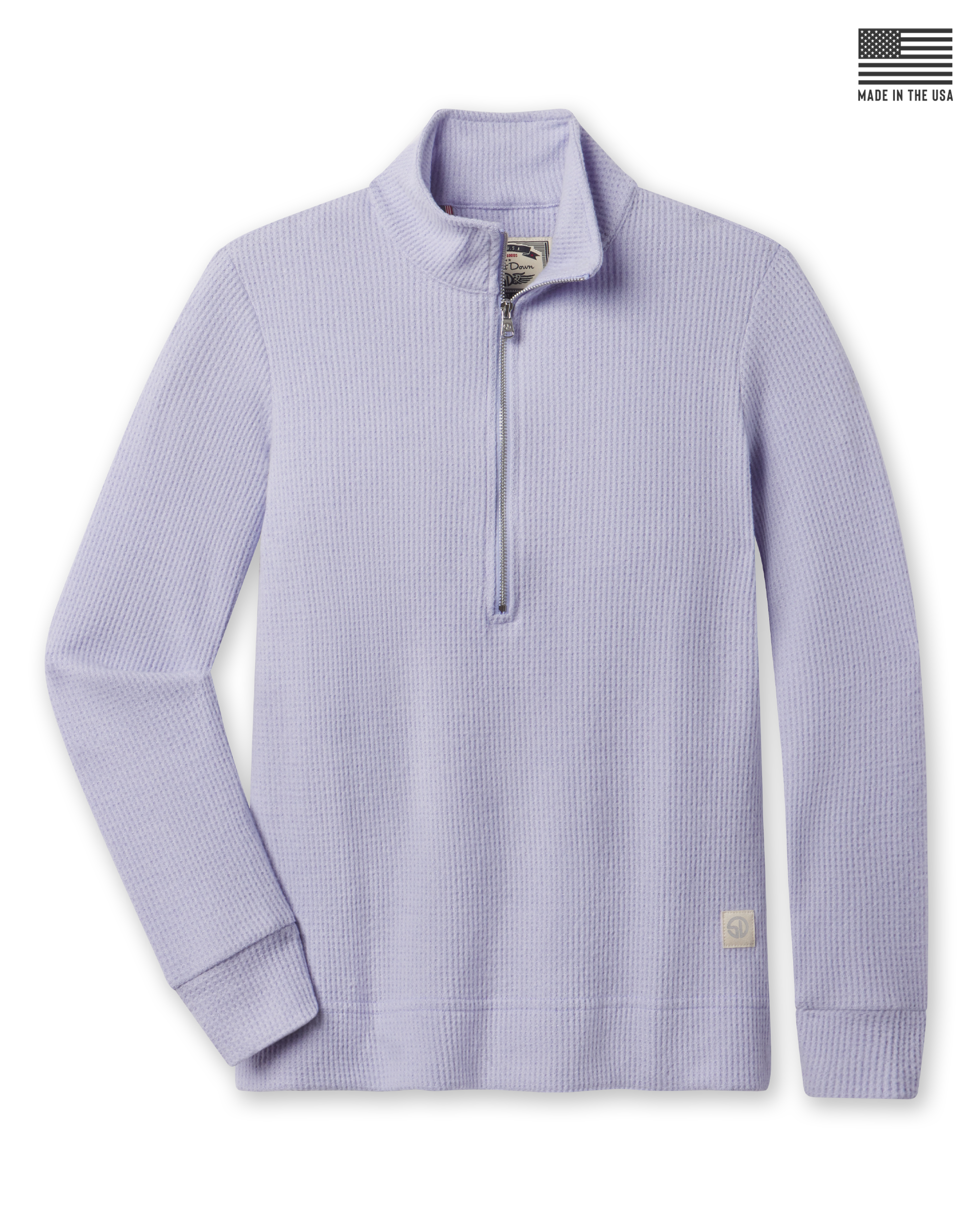 Straight Down Hills Quarter Zip in Cosmic Blue featuring a waffle knit texture