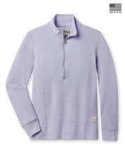 Straight Down Hills Quarter Zip in Cosmic Blue featuring a waffle knit texture