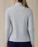 Women's Hills Quarter Zip in New Heather, back view featuring a light heather gray waffle-knit quarter zip pullover with stand collar and ribbed cuffs