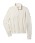 Women's Collette Quarter Zip in Coconut featuring soft terry cloth fabric, front flay lay view