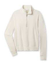 Women's Collette Quarter Zip in Coconut featuring soft terry cloth fabric, front flay lay view