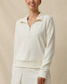 Woman wearing the Straight Down Collette Quarter Zip in Coconut, front view