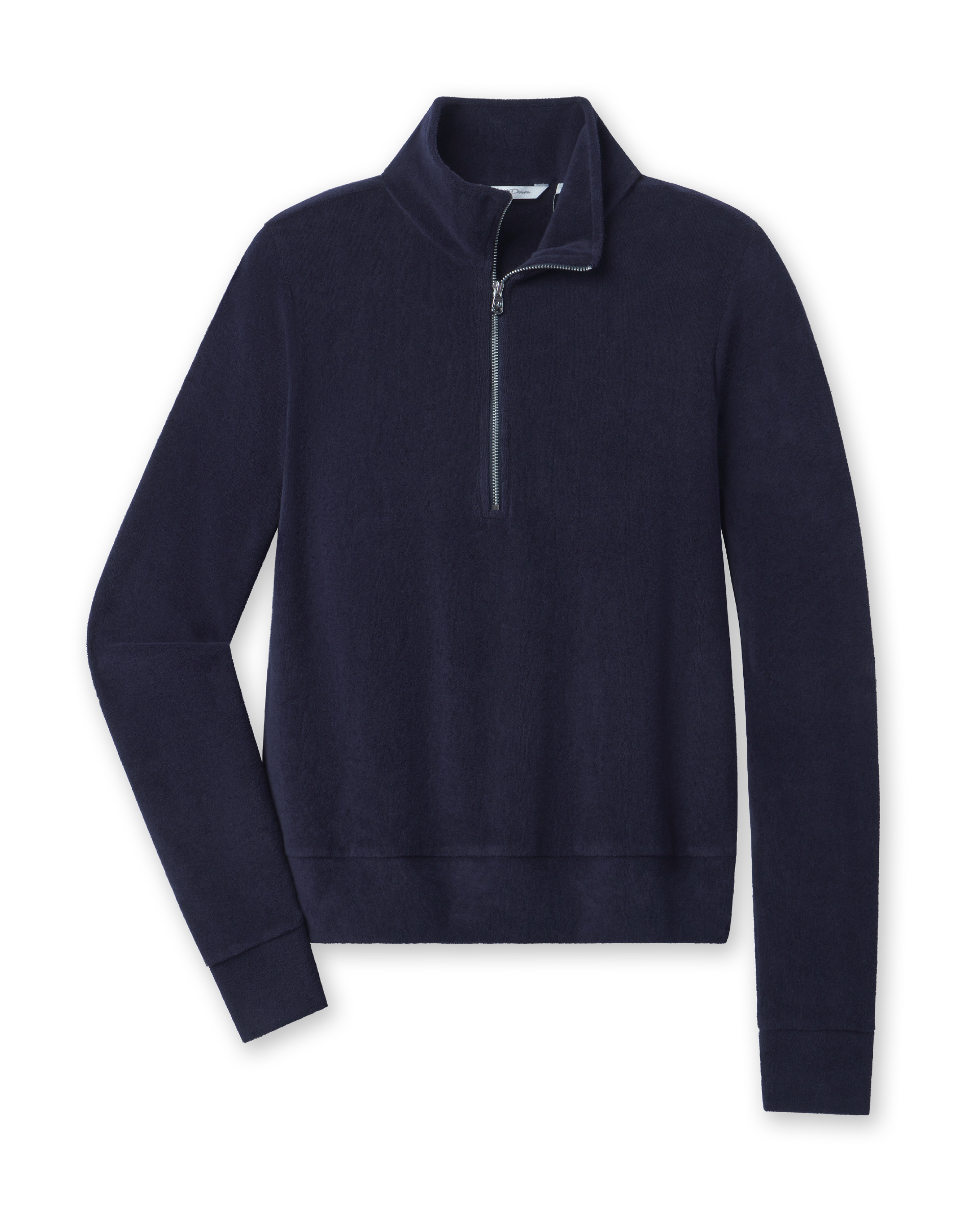 Collette Quarter Zip in New Indigo with soft brushed fabric, front view