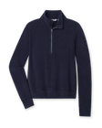 Collette Quarter Zip in New Indigo with soft brushed fabric, front view
