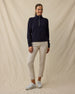 Collette Quarter Zip in New Indigo, full outfit model view with zipped mock neck