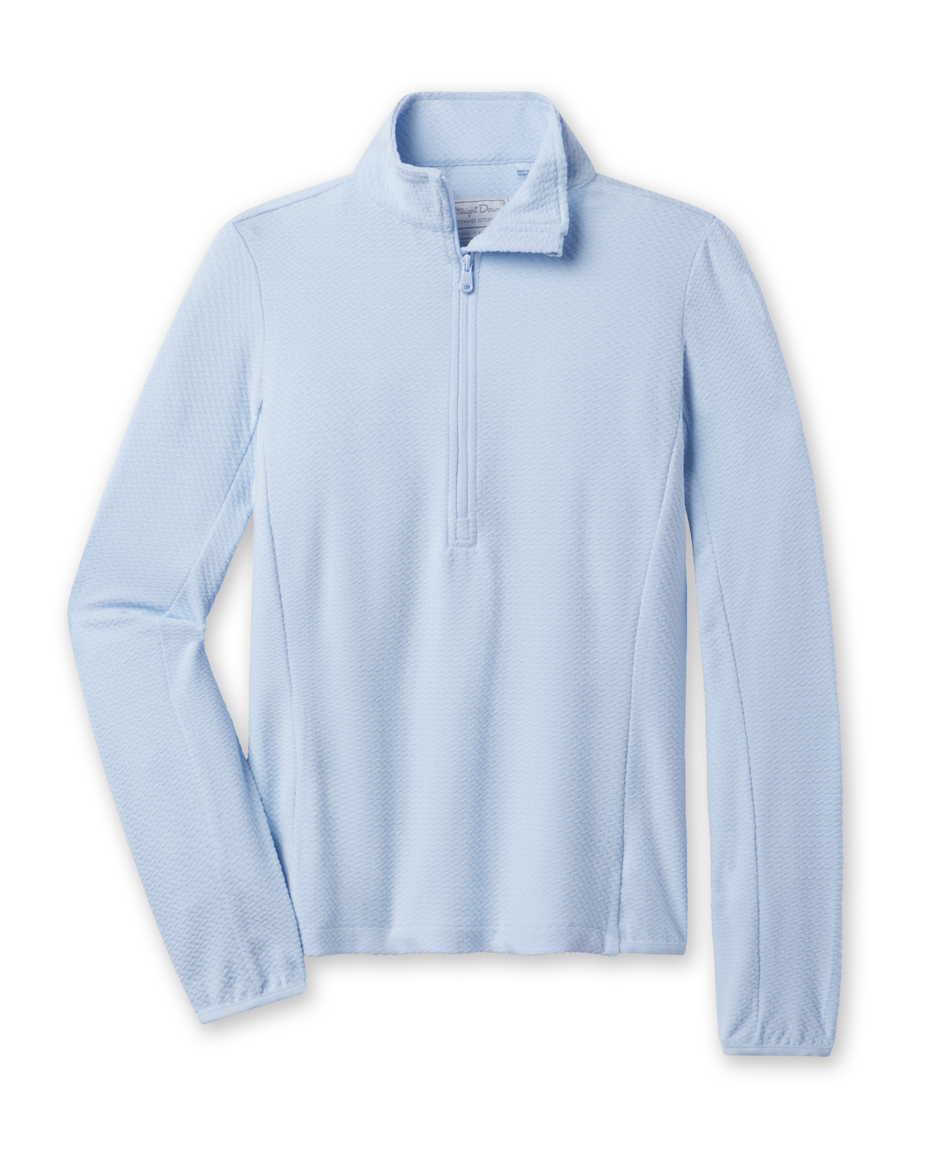 Women’s Lorna Half Zip in Lake featuring a soft textured knit, stand collar, and tonal half-zip closure.