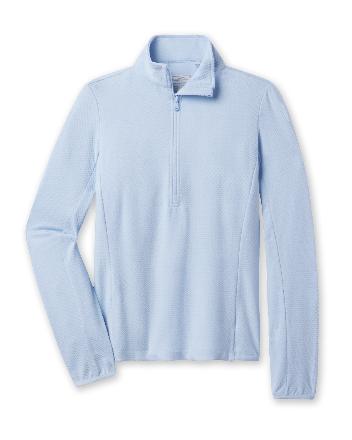 Women’s Lorna Half Zip in Lake featuring a soft textured knit, stand collar, and tonal half-zip closure.