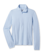 Women’s Lorna Half Zip in Lake featuring a soft textured knit, stand collar, and tonal half-zip closure.