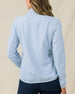 Back view of the Lorna Half Zip in Lake, highlighting the textured knit and embroidered Straight Down logo below the collar.