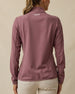 Back view of the Lorna Half Zip women's textured fleece pullover in Oxblood Red featuring Straight Down logo below collar