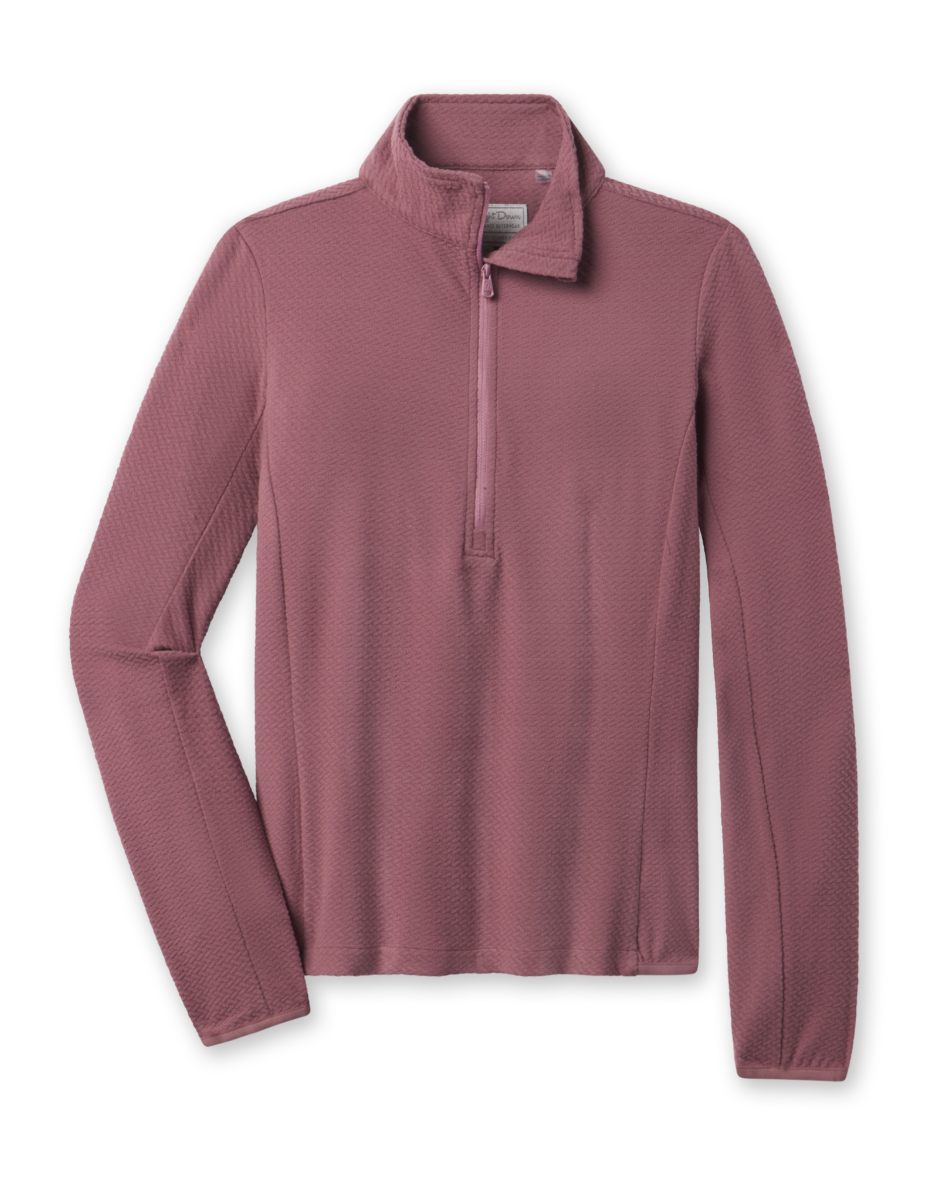 Lorna Half Zip women's textured fleece pullover in Oxblood Red, front flat lay view