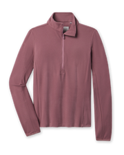 Lorna Half Zip women's textured fleece pullover in Oxblood Red, front flat lay view