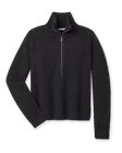 Women’s Devon Half Zip Sweater in Charcoal featuring a textured rib knit, high collar, and silver half-zip closure.