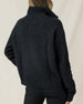 Back view of the Devon Half Zip Sweater in Charcoal, highlighting the relaxed silhouette, ribbed knit, and high collar.