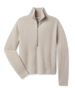 Women’s Devon Half Zip Sweater in Oat featuring a textured rib knit, high collar, and silver half-zip closure.