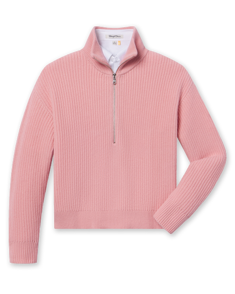 Devon Half Zip Sweater - Rose | Straight Down
