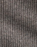 Close-up of a ribbed knit fabric in a heathered taupe-brown and gray colorway, showing the detailed texture of the yarn and stitching.